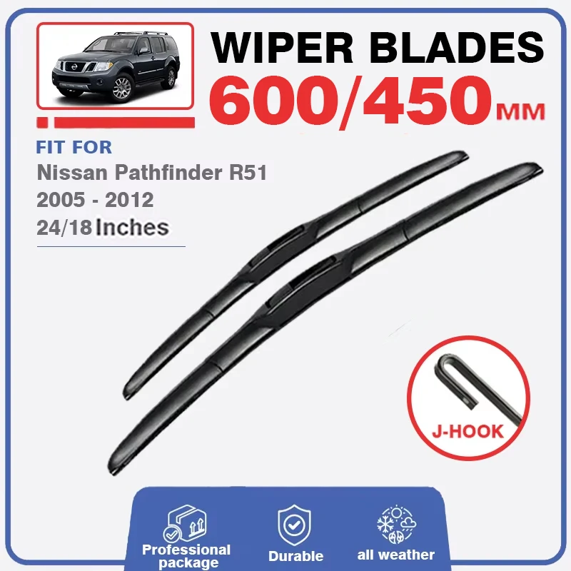 Car Wiper Blades For Nissan Pathfinder R51 2005 - 2012 Windscreen Cutter Windshield Window Wash Fit U Hook Arms 24