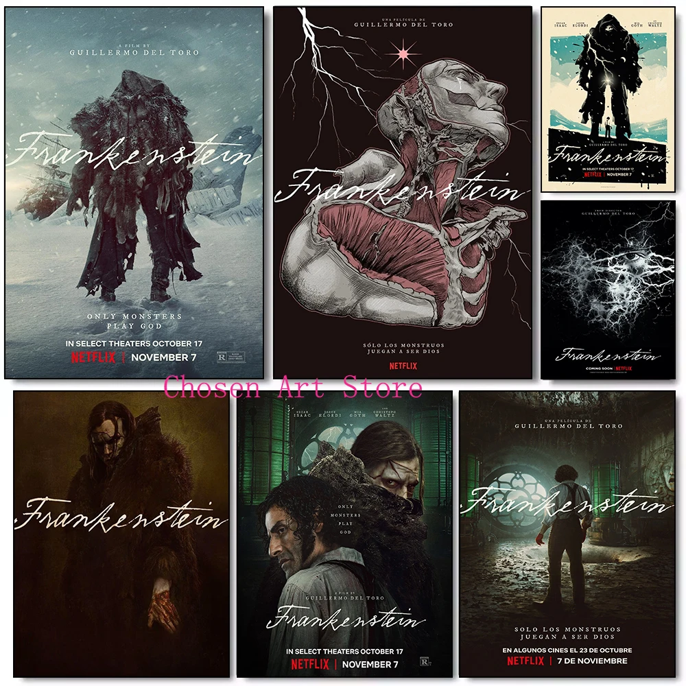 Frankenstein 2025 Movie Vintage Poster Print Canvas Pictures Home for Living Room and Bedroom Wall Decor Frameless Painting