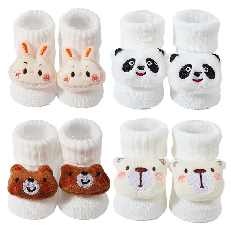 Cute Newborn 3D Cartoon Doll Socks Spring Autumn New Baby Soft Cotton Sock For Girls Boys White Infant Knitting Socks