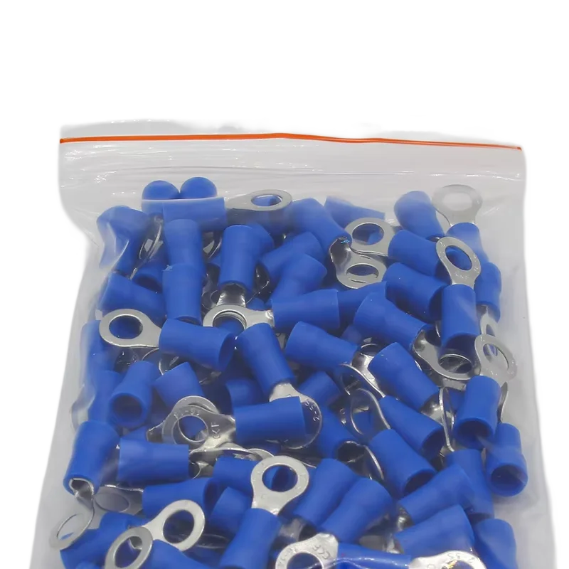 100PCS/Pack RV2-5 Blue Ring Insulated Wire Connector Electrical Crimp Terminal Cable Connector RV2.5-5 RV
