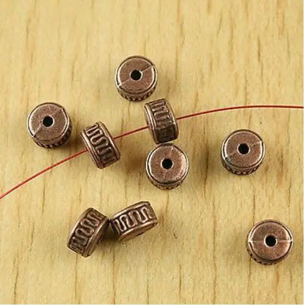 30pcs 7.3x4.7mm hole is 1.6mm copper-tone columniform spacer beads HW1883