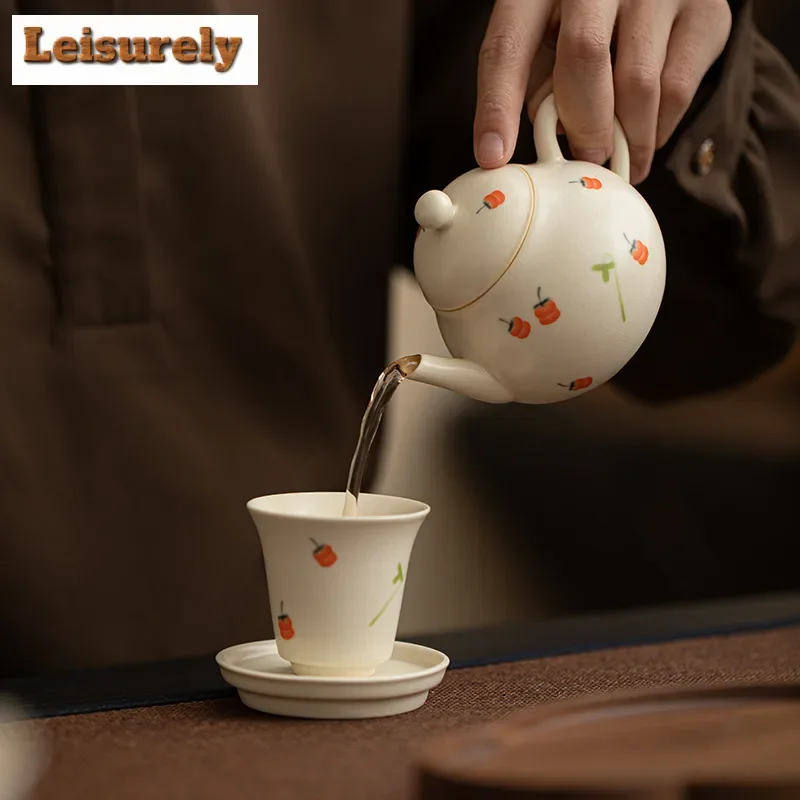 130 مللي اليدوية الصودا المزجج إبريق الشاي اليابانية البرسيمون روي الباحث وعاء صانع الشاي تصفية غلاية شاي أبيض Teaset اكسسوارات هدية #3