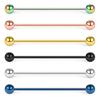 6PCS 16G Industrial Barbell Cartilage Earring Body Piercing Jewelry 28mm 32mm 35mm 38mm 40mm
