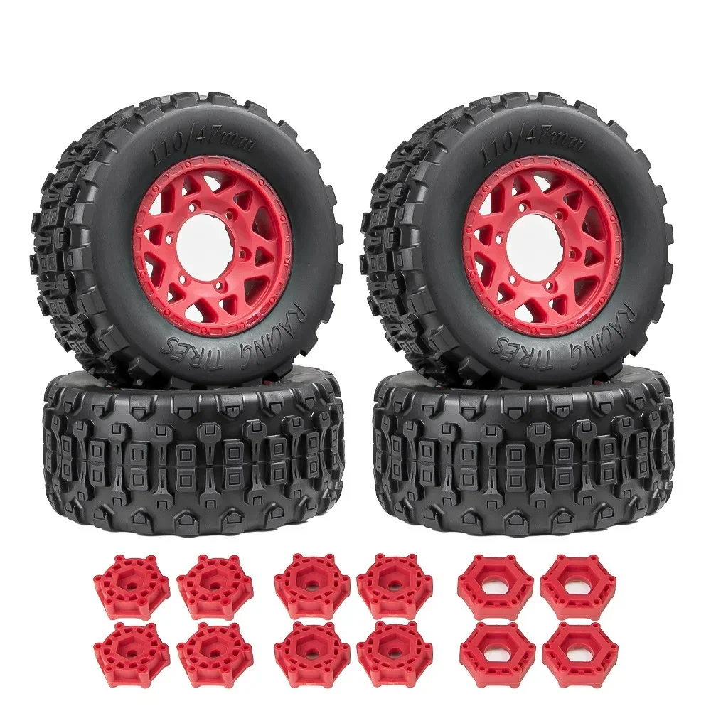RC Car Tires 4pcs 110mm Rubber Tire Tyre for 12MM 14MM 17MM Replacmenet for TRX HSP Tamiya HPI Off-Road Vehicle Short TrucRC Car