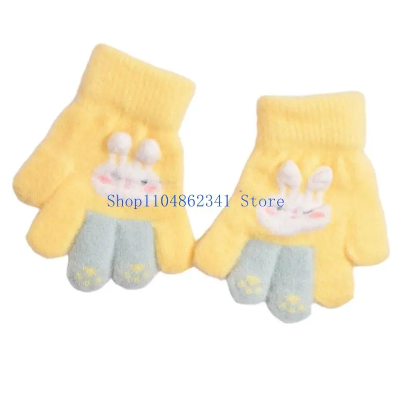 652F Adorable Rabbit Shaped Gloves For Children Cozy Fleece Handwear Durable Easy Clean Winter Essential