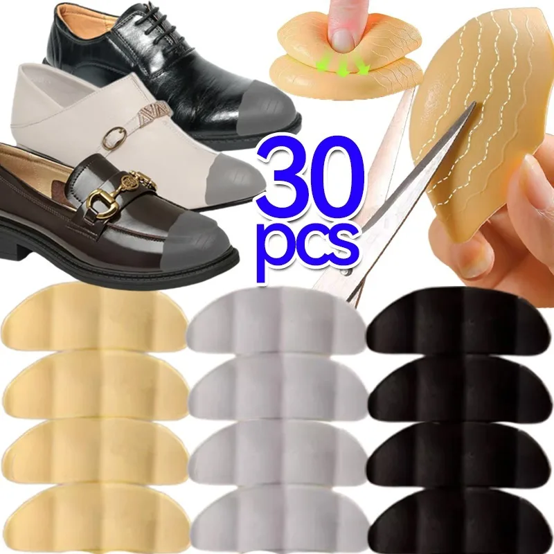 2/30Pcs Reduce Shoe Size Toe Pad Foam Toe Plug Elastic Shock-absorbing Insoles Cuttable Shoe Inserts Protective Shoe Accessories