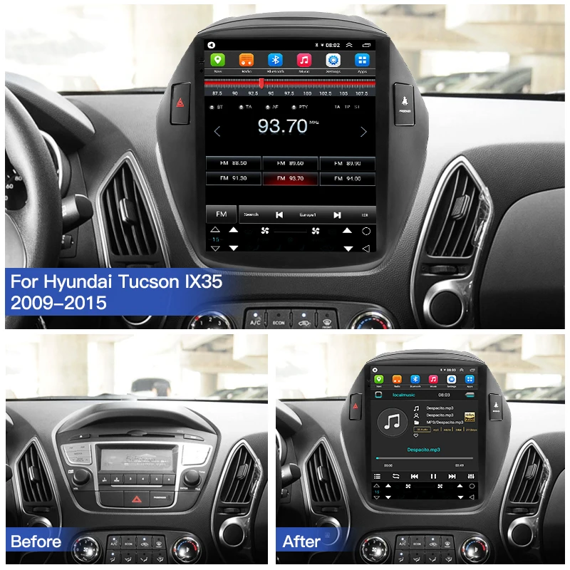 Car Radio Multimedia player for Hyundai Tucson 2 LM 1X35 2009-2015 Tesla Style Screen 4G Carplay Navigation Auto GPS WIFI DSP