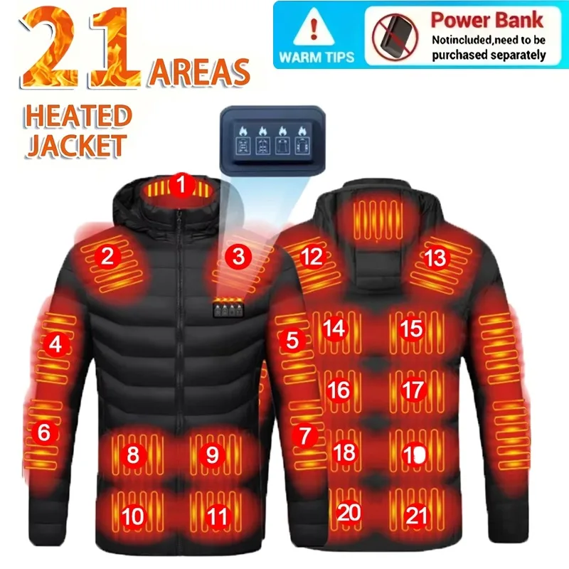 

21 Areas Heated Jacket Men Jacket Heated Winter Electric Usb Heater Tactical Jacket Man Thermal Vest Body Warmer Coat NEW