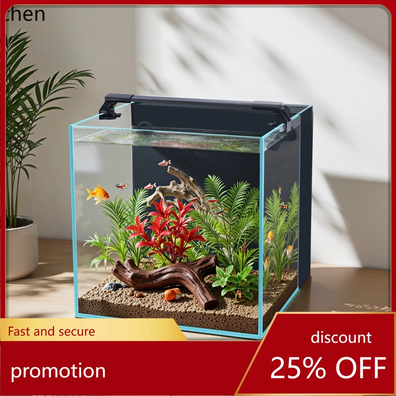 HXL Ultra-clear Fish Tank Desktop Glass Office Landscaping Ecological Filter Back Filter