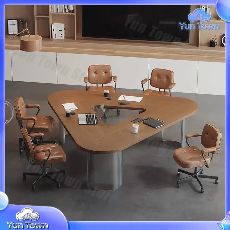 Solid Wood Desk for Office Furniture Set Tables and Chairs for Designer Workspace Reception Table Negotiation Table Light