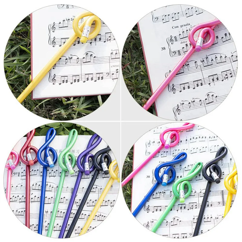 

EDT-96Pcs Students Note Pencils Musical Note Pencils With Eraser Colorful Music Pencils Wooden Treble Clef Bent Pencil