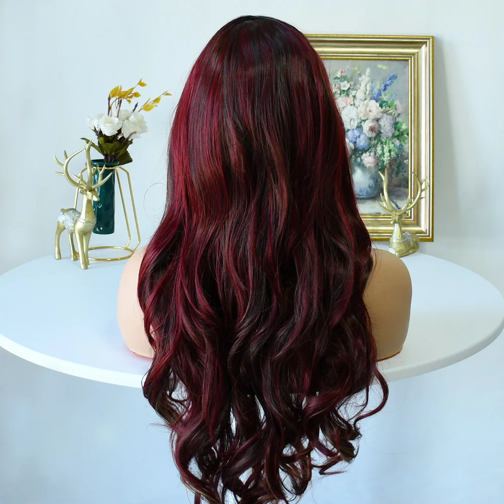 أسود شقراء تسليط الضوء على شعر مستعار أحمر الجسم موجة Hd شفافة الدانتيل الباروكة الأمامية 13x4 شعر مستعار موجة عميقة قبل قطعها الدانتيل الجبهة شعر مستعار اصطناعي