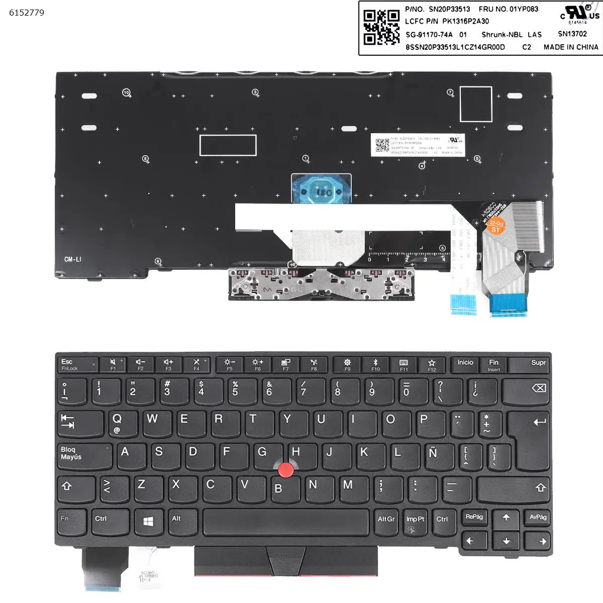 

LA Laptop Keyboard for IBM Thinkpad X280 A285 X395 Black Frame with Point Stick