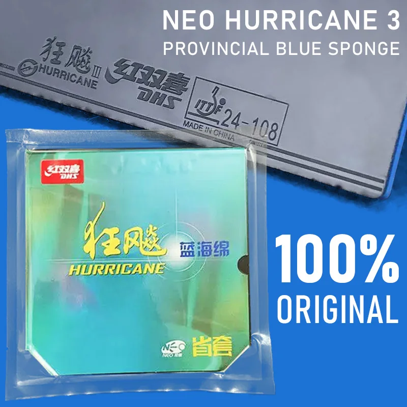 

DHS Neo Hurricane 3 Provincial Blue Sponge Table Tennis Rubber Sticky Professional Ping Pong Rubber Sheet NEO H3 Prov BS