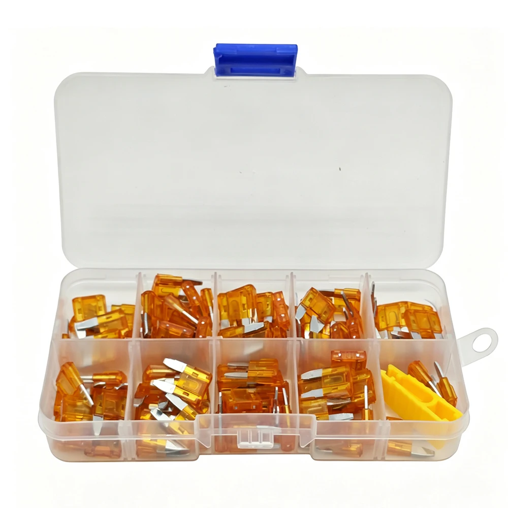 100 Stück Mini-Sicherungen 1A/2A/3,5A/7,5A/10A/15A/20A/25A/30A/35A/40 AMP APM/ATM Mini-Flachsicherungen Kurzschlussschutzsicherung – Detail 5