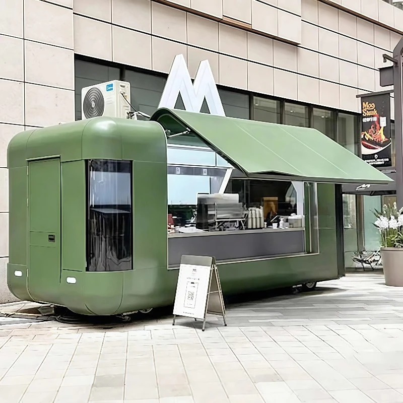 

Food Truck Trailer Fast Food Mobile Kitchen Pizza Coffee Cart Ice Cream BBQ Rust Resistant Mobile Food Truck Trailer Van