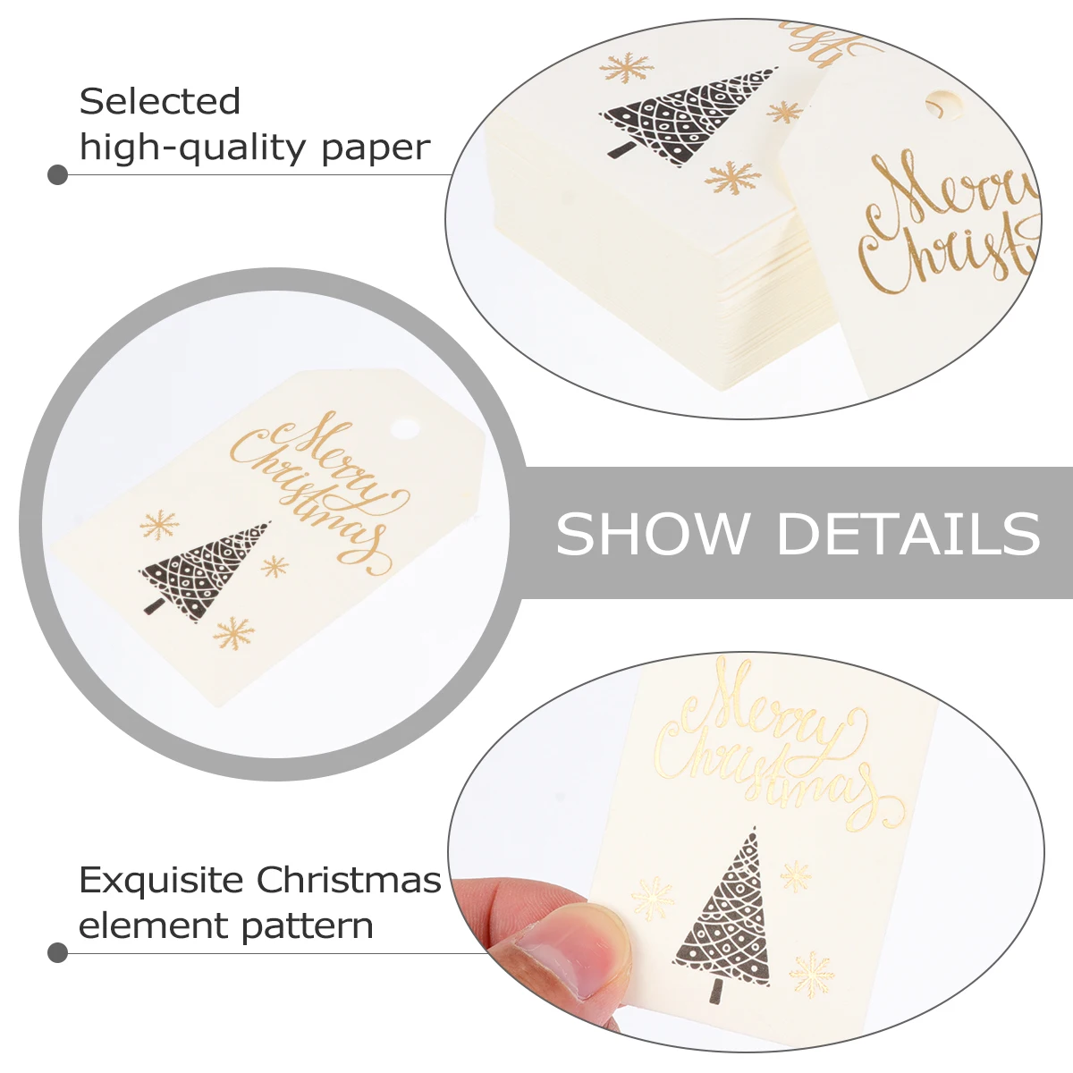 100 Pcs Christmas Labels for Gifts Tree Bookmark Card Cardstock Bookmarks White