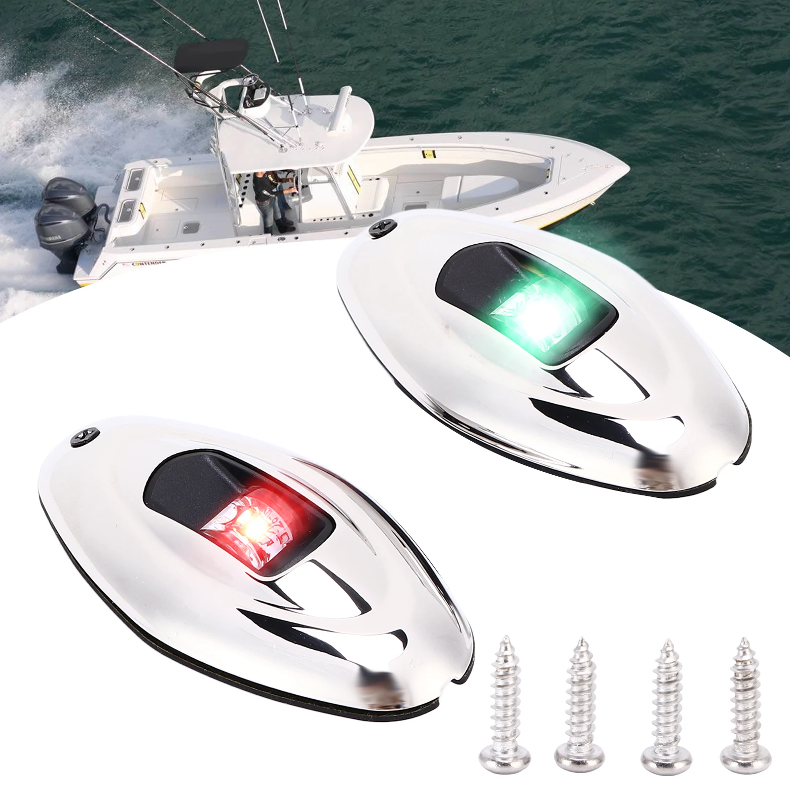 Boat Navigation Light LED Green Red IP66 Waterproof 1 Nautical Mile Visibility Sailing Signal Lamp for Pontoons Yachts