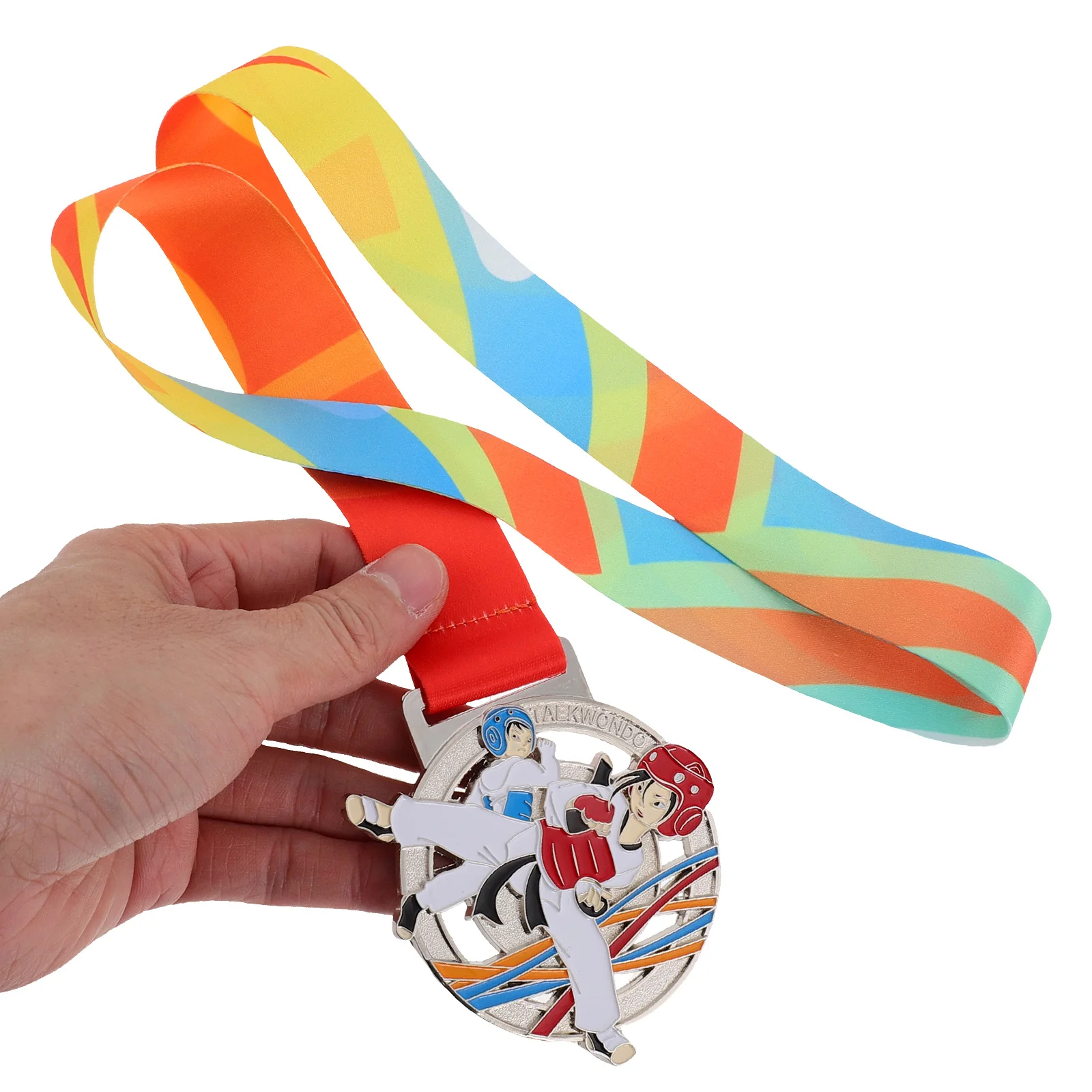 

3pcs Taekwondo Medals Metal Awards Kids Martial Arts Competition Wall Hanging Silver Trophy Training Equipment
