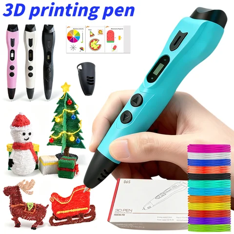 Upgraded 3D Printing Pen PLA ABS Filaments LCD Display with PLA Filament for Kids Child's Birthday Christmas Creative DIY Gift