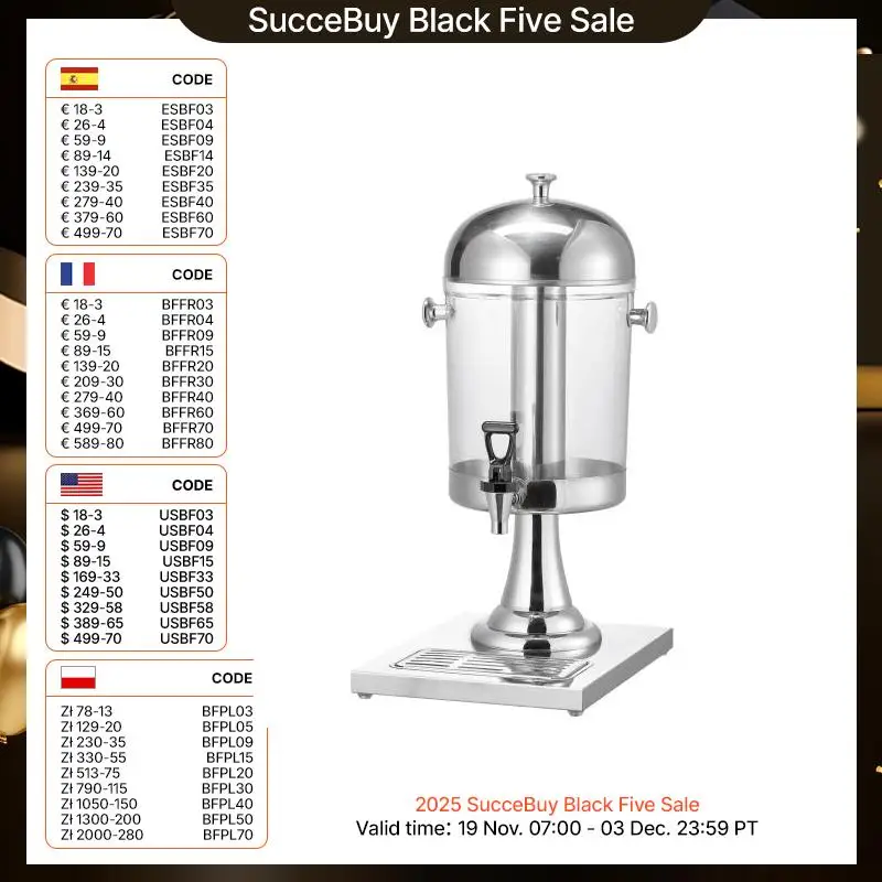 SucceBuy موزع المشروبات 2.1 جالون الفولاذ المقاوم للصدأ موزعات العصير البلاستيكية موزعات عصير عصير الليمون للمطاعم والفنادق