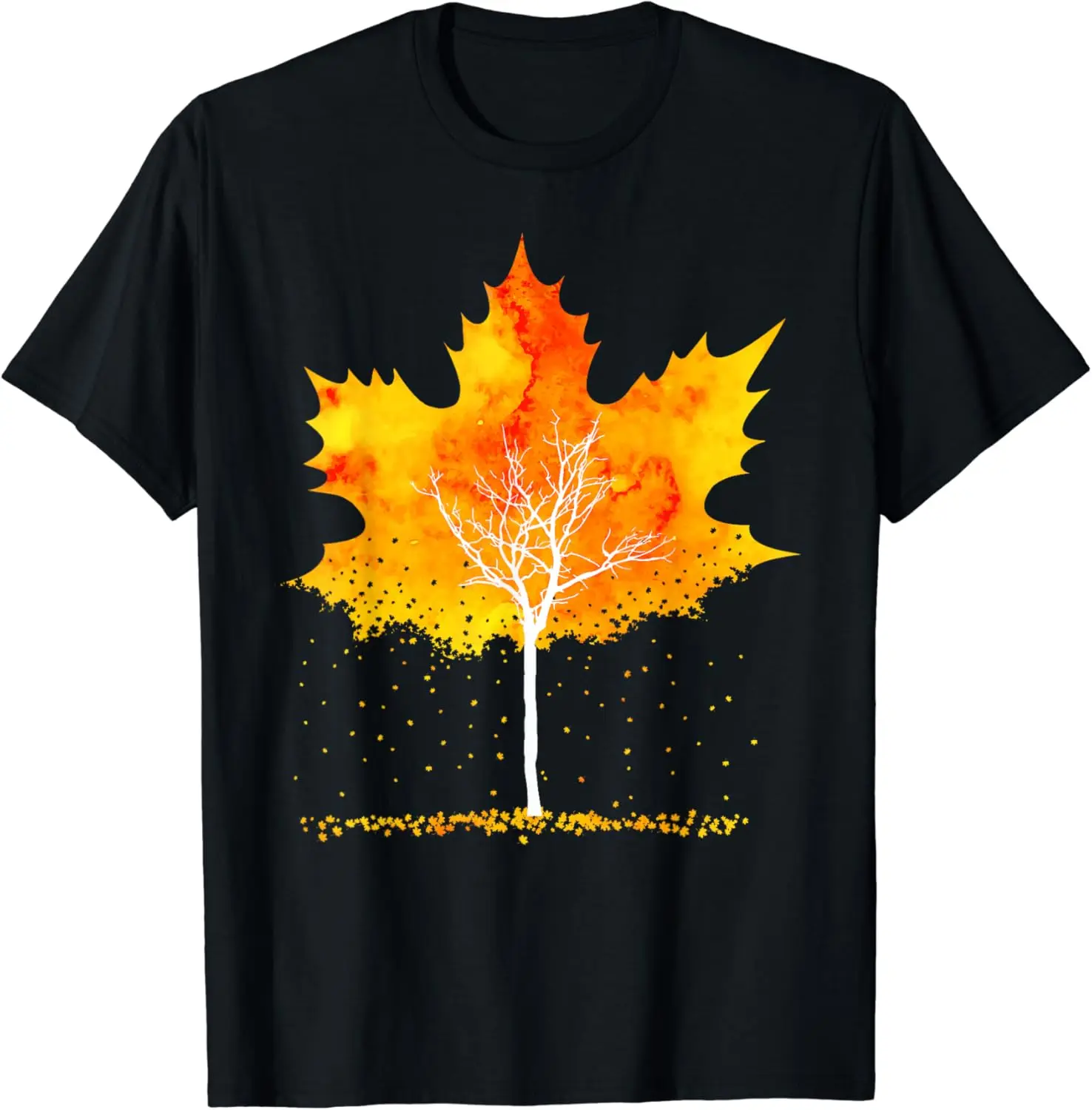 

Maple Leaf Autumn Tree Orange Fall Leaves Season T-Shirt Casual O-Neck Tee Shirts Streetwear