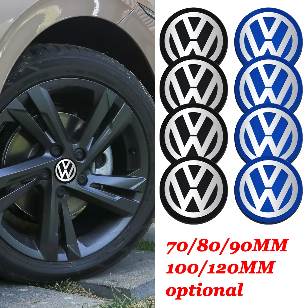 70/80/90/100/120MM Car Wheel Hub Caps Emblem Badge Stickers For Volkswagen VW GTI R Golf Polo Tiguan Passat Touran Scirocco