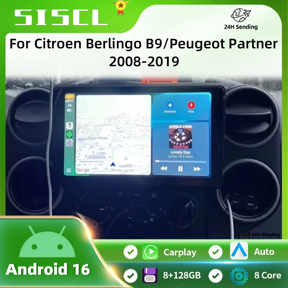 

Car Android 16 Radio Stereo For Citroen Berlingo B9 Peugeot Partner 2008 - 2019 wireless CarPlay Android Auto No 2 din 2din DVD