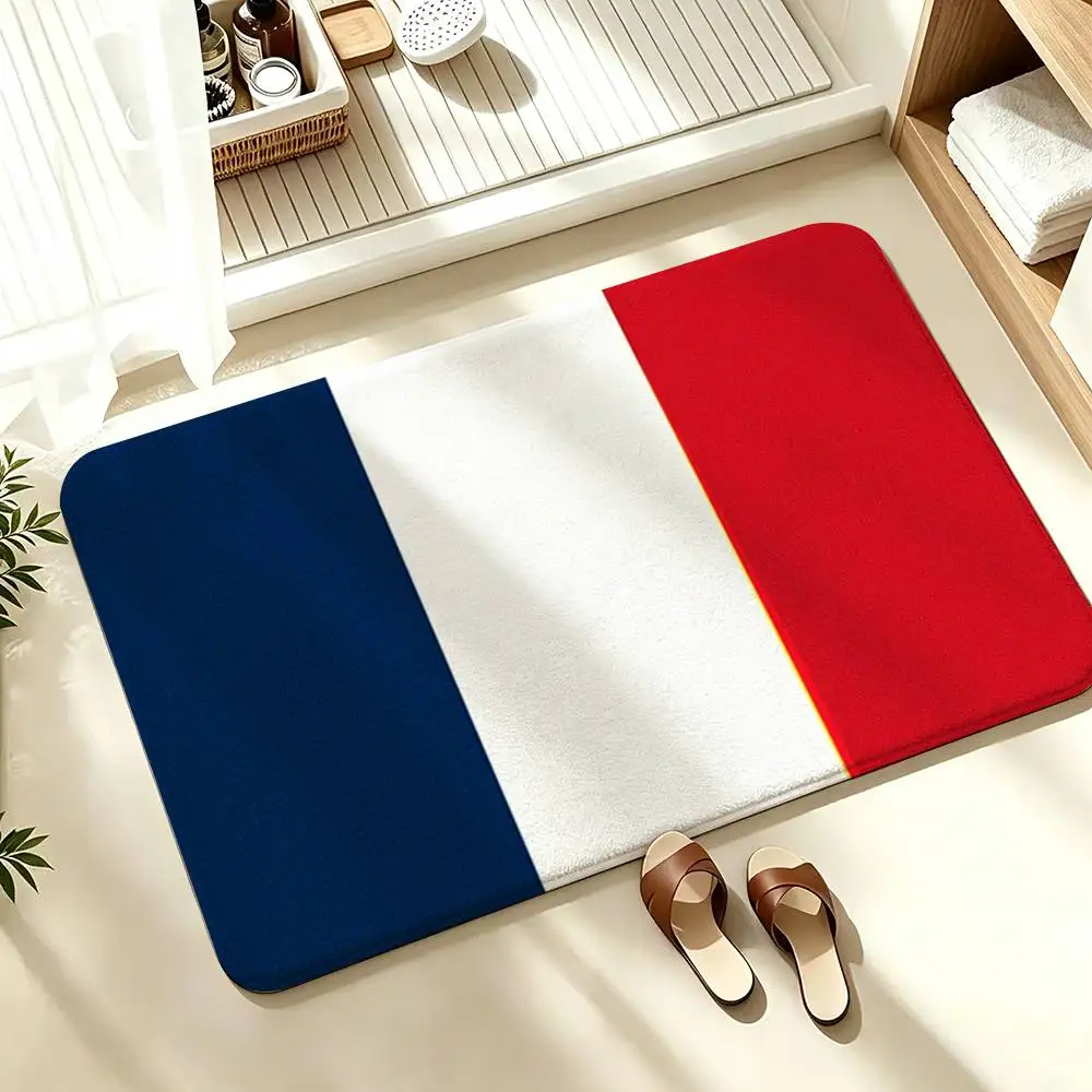 Flag of F-France  Soft Absorbent Decorative Floor Mat for Bathroom Entryway Living Room