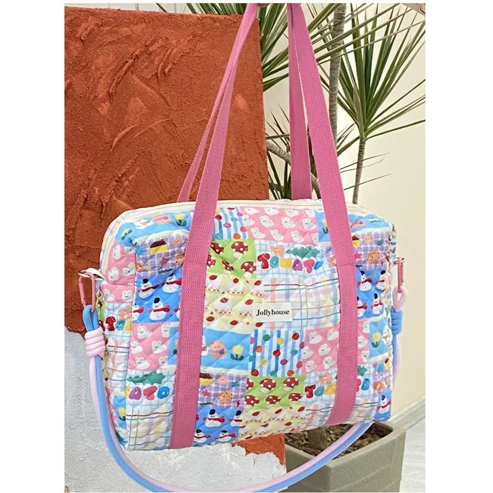 Colorful Pattern Baby Diaper Bag Detachable Straps Large Capacity Crossbody Diaper Tote Handheld Portable Mommy Nappy Handbag