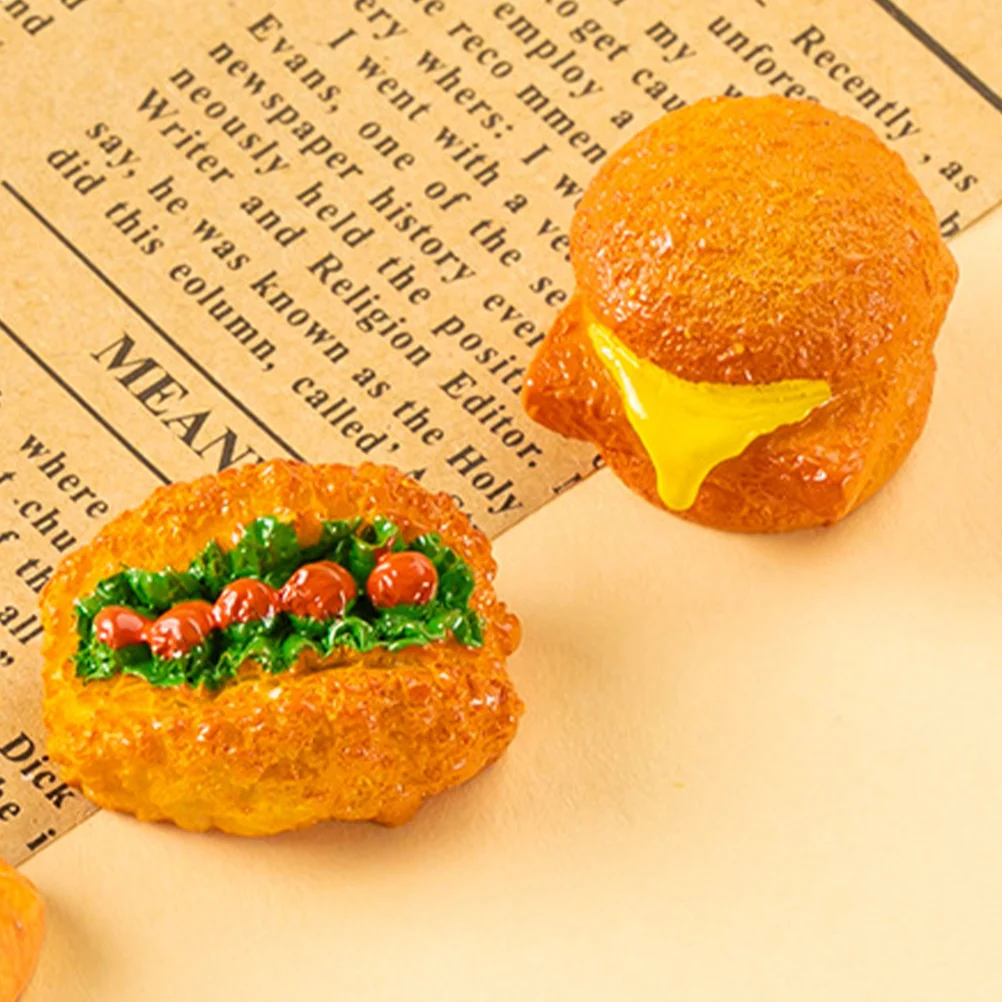 6 Pcs Micro Landscape Model Toys Burgers Miniature Items Hamburger Fake Artificial Bread