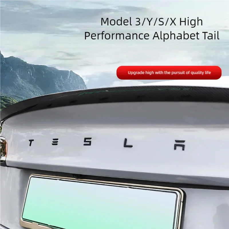 for ABS Carbon Chrome Black Logo Tesla Letters Emblem Car Rear Trunk Letters For Tesla Model 3 Y X S Accessories