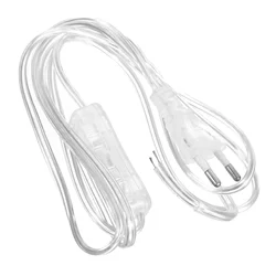 Transparent European Plug Power Cord Extension Cable Clear Lamp Cord Replacement Electrical Equipment Supplies For Decor Light