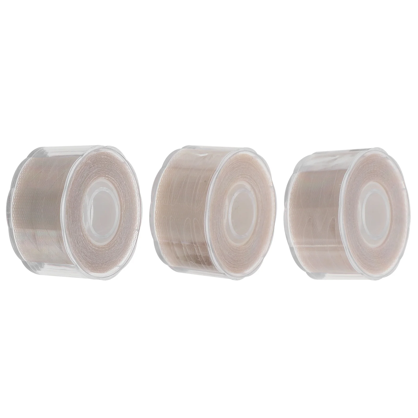 3 ม้วนสติกเกอร์ติดตาสองชั้นสีเบจเทปสร้างรูปทรงธรรมชาติอุปกรณ์แต่งหน้าติดทนนานเครื่องมือเสริมความงามเปลือกตา