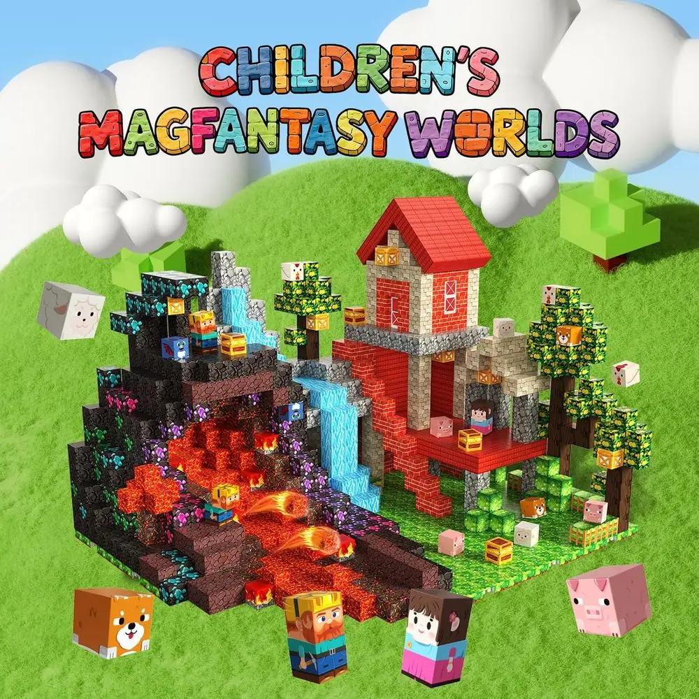 150피스 자석 빌딩 큐브 세트 - 어린이용 농장 테마 교육용 장난감, STEM 장난감, 남자아이들에게 완벽한 선물