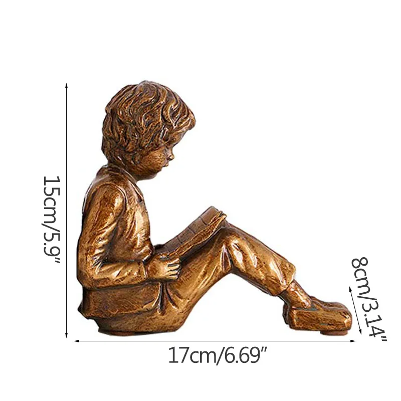 Reading Child Bookends Home Decoration Accessories Office Study Room Display Antique Book Stand Resin Ornaments Desktop Decors