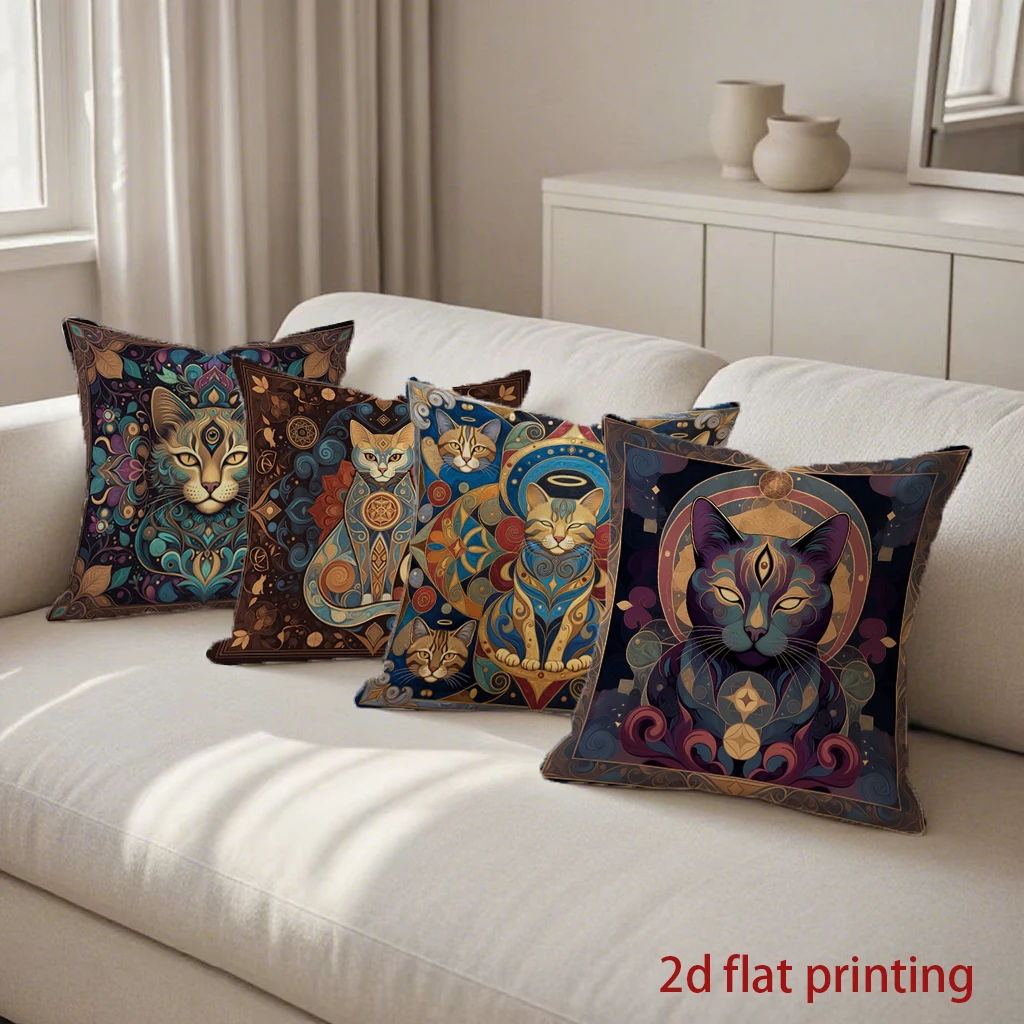 

Очаровательные наволочки с художественным рисунком кошки, наволочки с узором, подходящие для дивана, спальни, автомобиля, наволочки для подушек