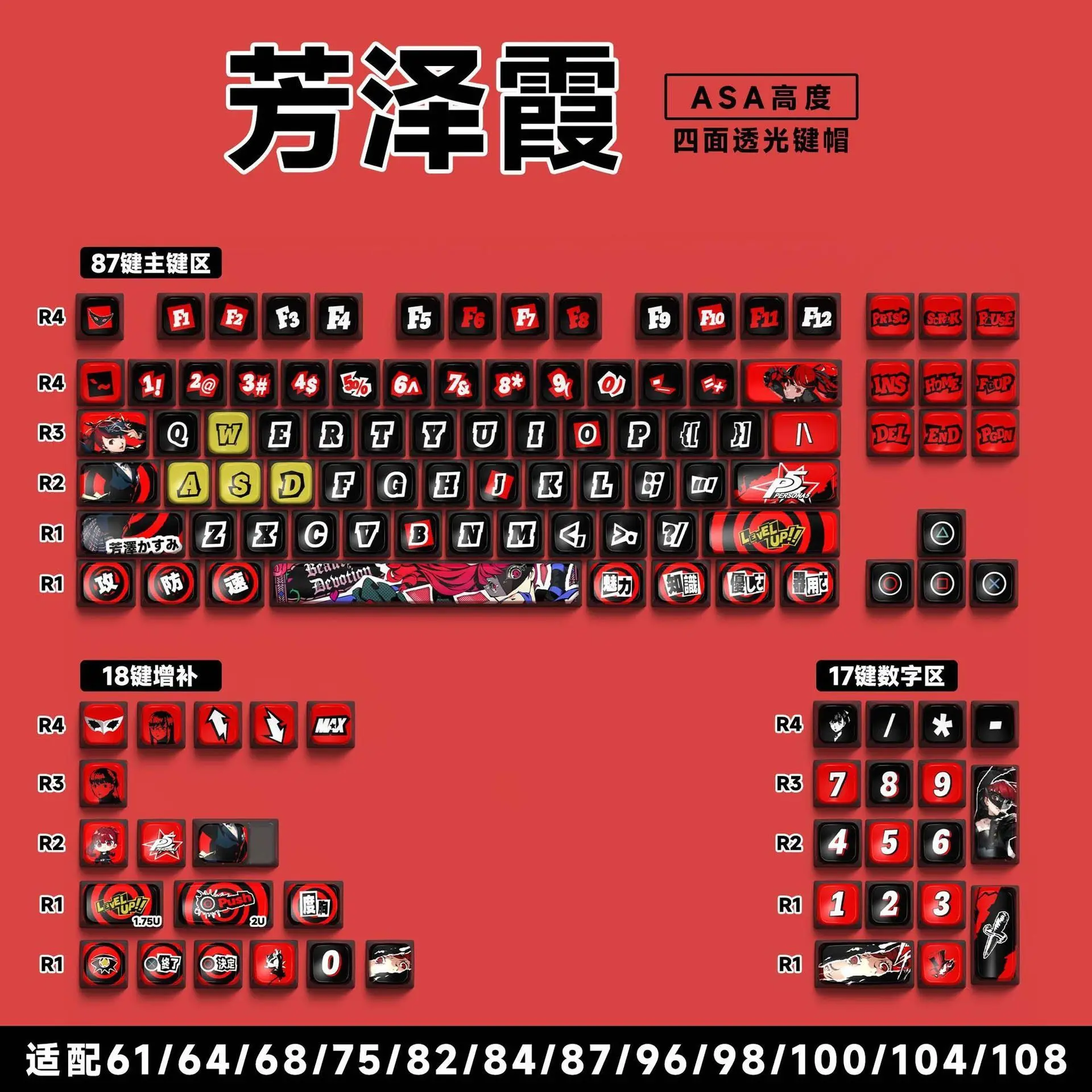 Art Master Customizable Mechanical Keyboard Keycaps Pbt Four-Sided Side-Lit Clear Tactile Switches High Profile