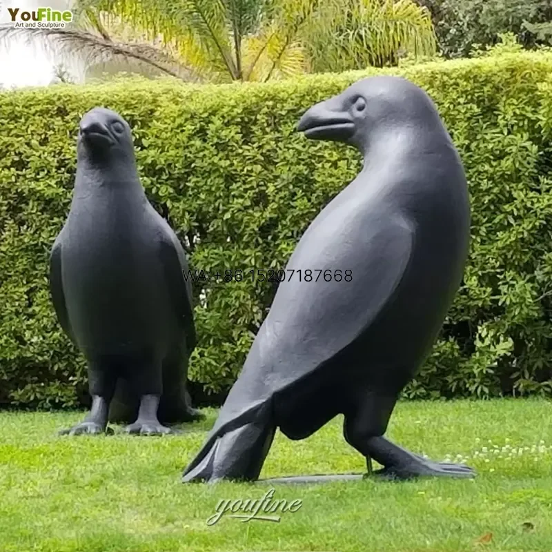 Wmwmnu for YOUFINE 150cm Outdoor Lawn Decor Bronze Brass Large Crow Sculpture Bird Statue for Sale