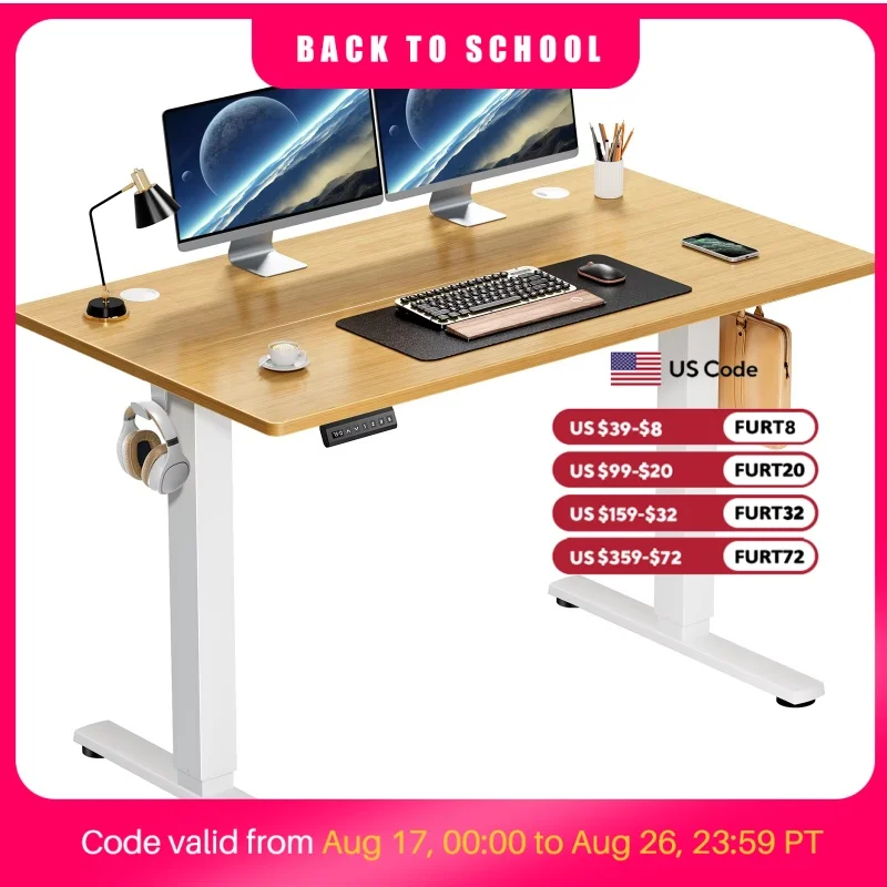 JHK Electric Standing Desk Height Adjustable 40x24 Inch Stand Up Sit Stand Computer Desk Workstation Ergonomic Work Table
