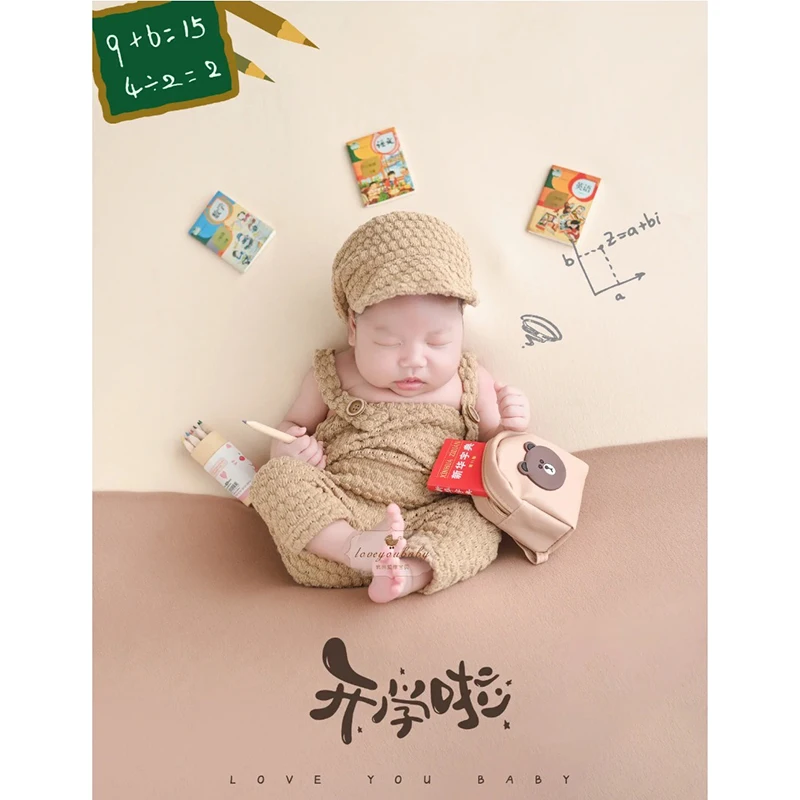 Newborn photography clothing knitted hat one month old baby hundred day photography clothing shooting bebe fille  아기 코스프레