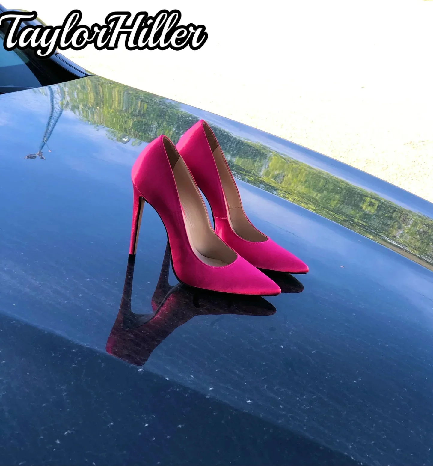 

Classic Rose Red Pumps Pointed Toe Shallow High Heels Women Slip On Pull On Shoes Stiletto Summer Autumn Luxury Designer Shoe