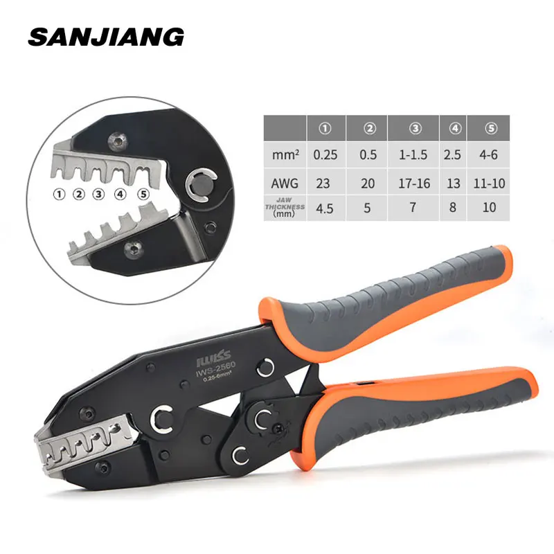 

IWS-2560 Crimping Tool Pliers for Crimping 2.8/4.8/6.3/ XH2.54/SM2.54/3.96 Connector Crimping Terminal 0.25-6mm² 23-10AWG