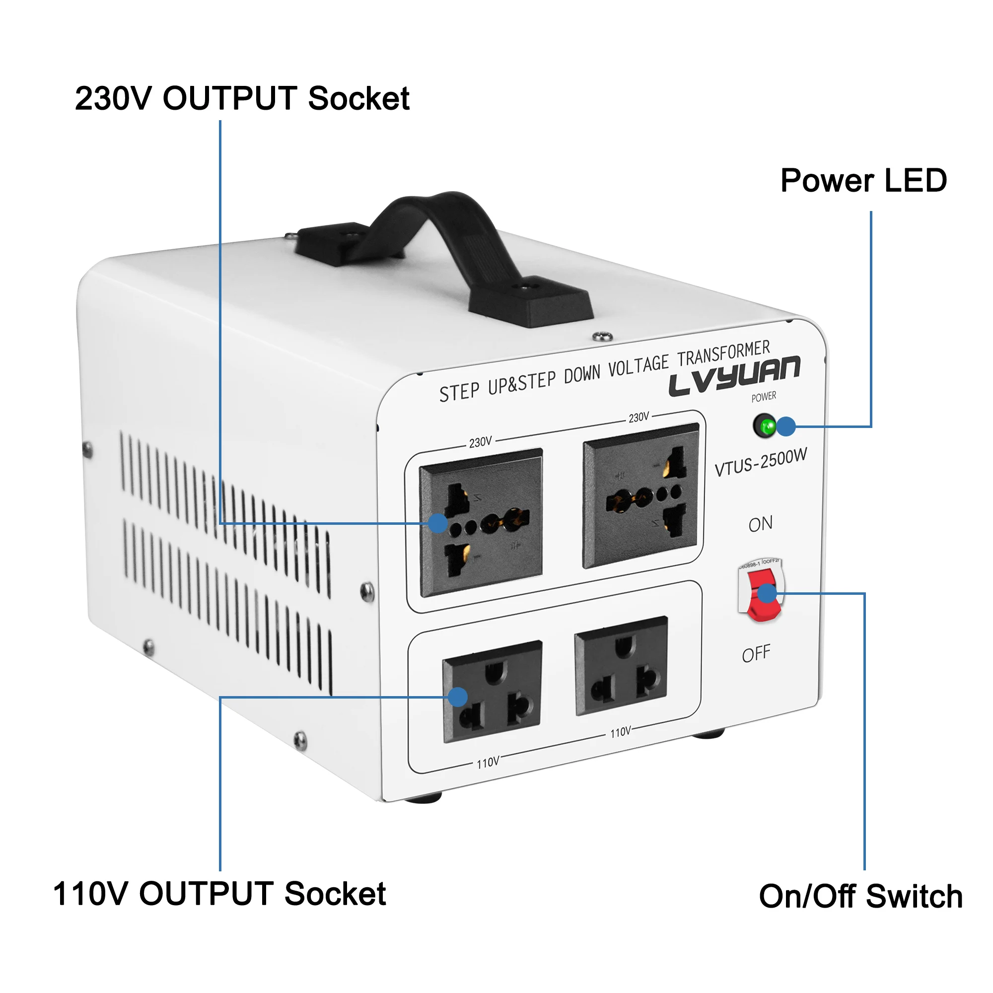 2500W/2000W Transformer AC110V 220V Voltage Changer Converter for Multies Country Supply 5types Plug Available Voltage Transfer