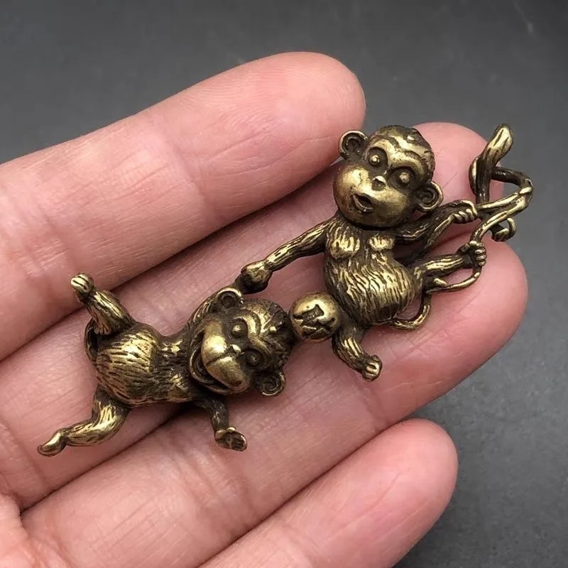 Antique Miscellaneous Copperware Collection Mini Monkey Pendant Zodiac Monkey Keychain Pendant