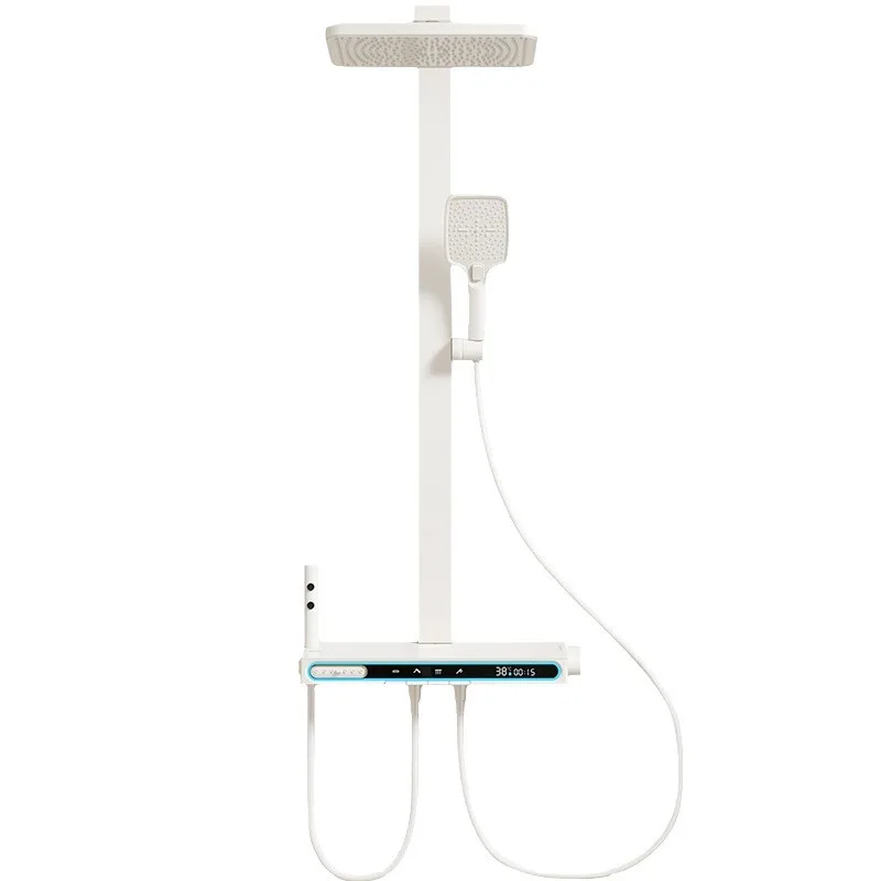 

Cream wind, shower constant temperature digital display, all-copper shower set, five-speed pressurization set