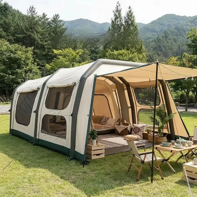 Quick-Setup Family Inflatable Four-Season Waterproof Tent Outdoor Shade Sun Protection Double-Layer Folding Portable One-Bedroom
