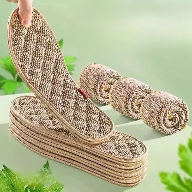 نعال داخلية مضادة للرائحة من القطن والكتان من Mugwort، ونعال ناعمة، وامتصاص قوي للعرق، وتهوية وإزالة الروائح الكريهة