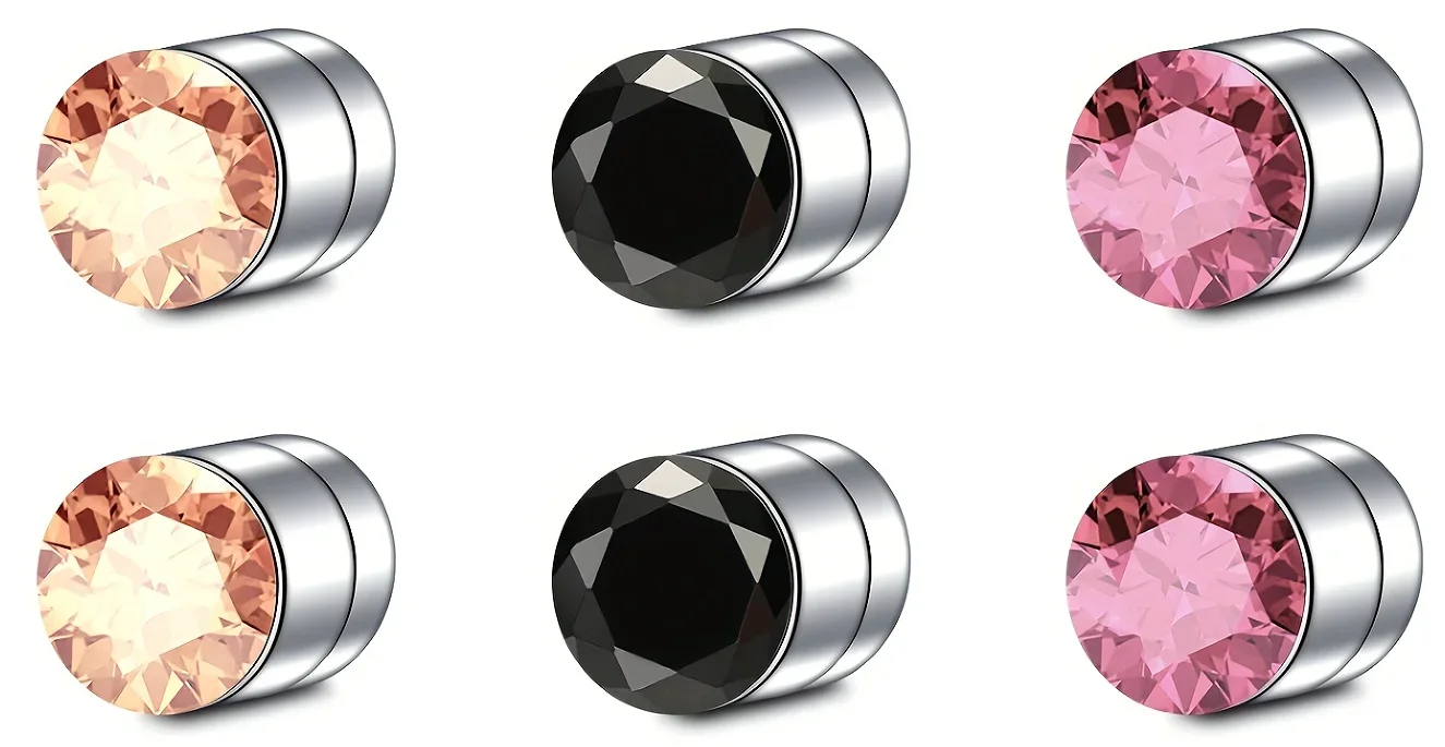 2–12 Stück einfache magnetische Nasen-Ohrstecker aus Edelstahl, 3 mm nicht durchbohrter Körperschmuck für Männer und Frauen