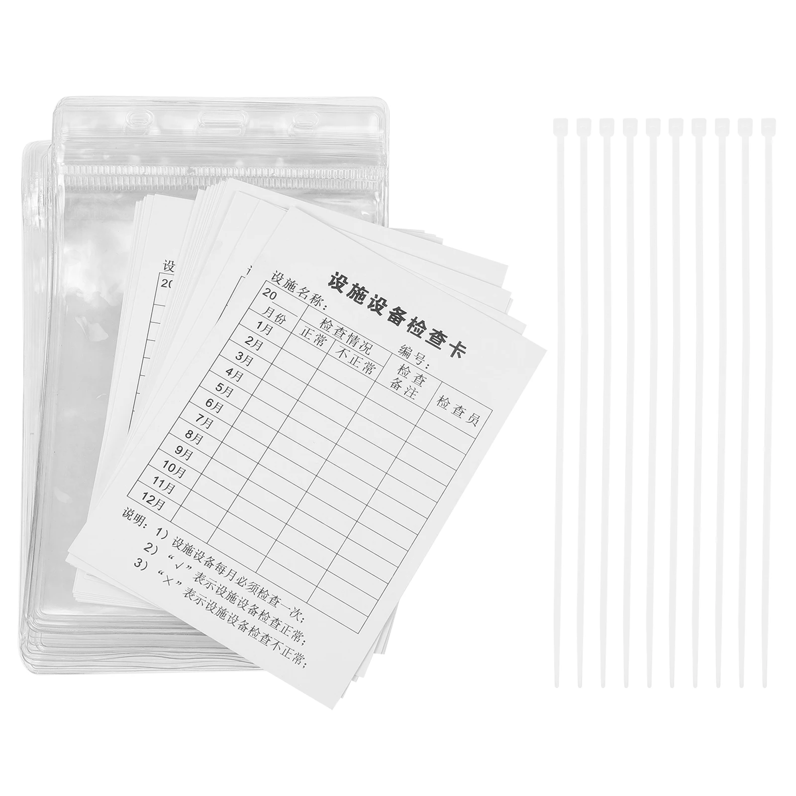 

Equipment Inspection Card Record Labels Simple Design Waterproof Sleeve Cable Tie Safety Maintenance Tag